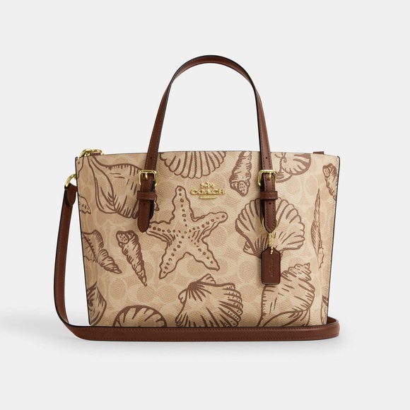 NWT Coach Mollie Tote Bag 25 In Signature Canvas With Shell Print CBH63 - Picture 1 of 14